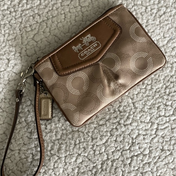 Authentic Coach Logo Wristlet - Brown/Tan Colour - Picture 1 of 8